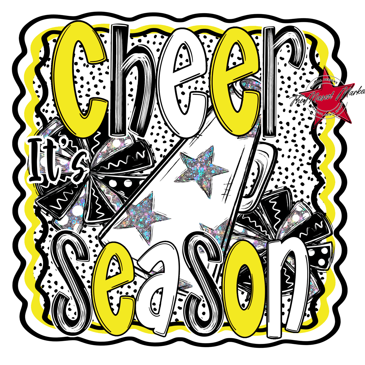 It's Cheer Season Dot Design-Bright Yellow
