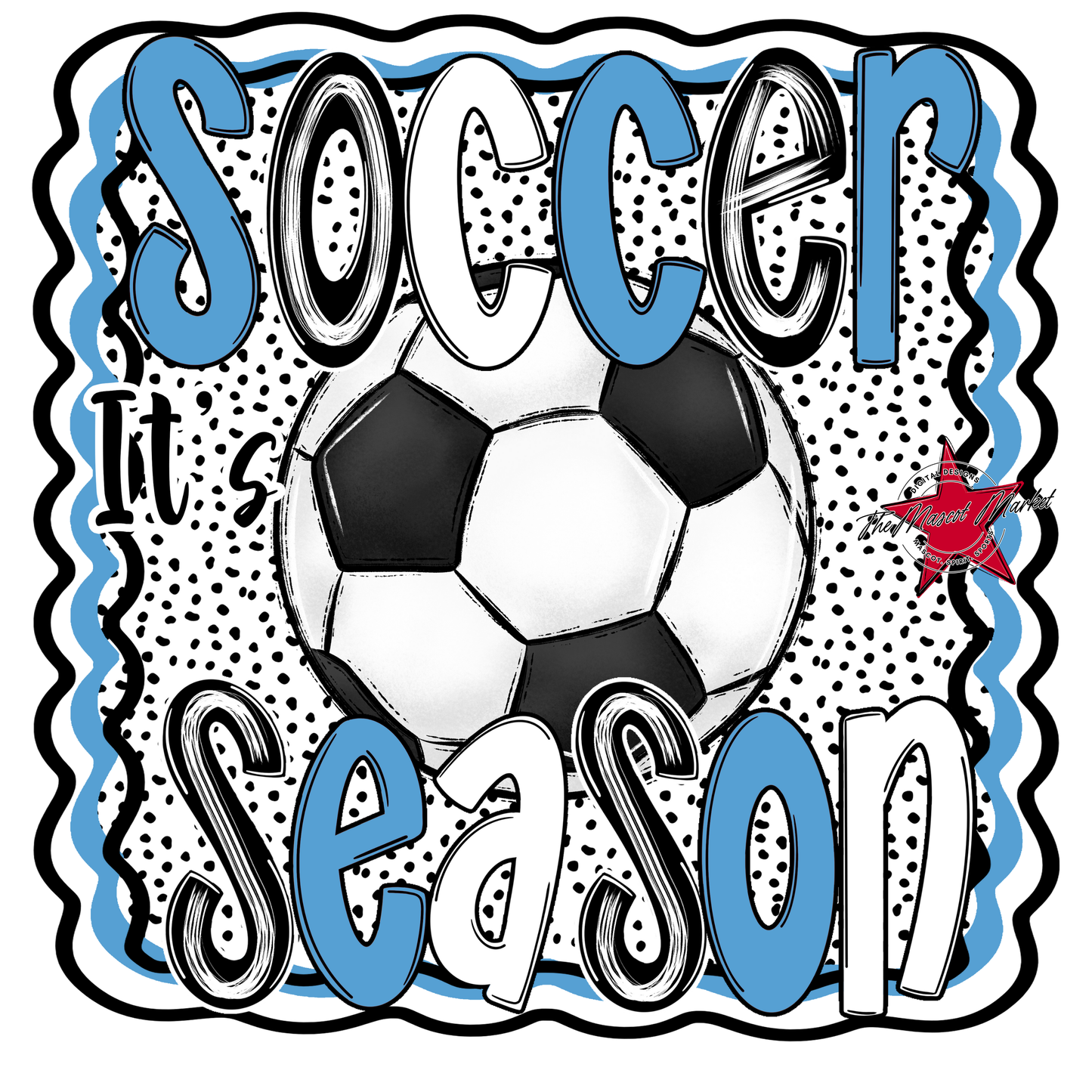 It's Soccer Season Dot Design-Columbia Blue