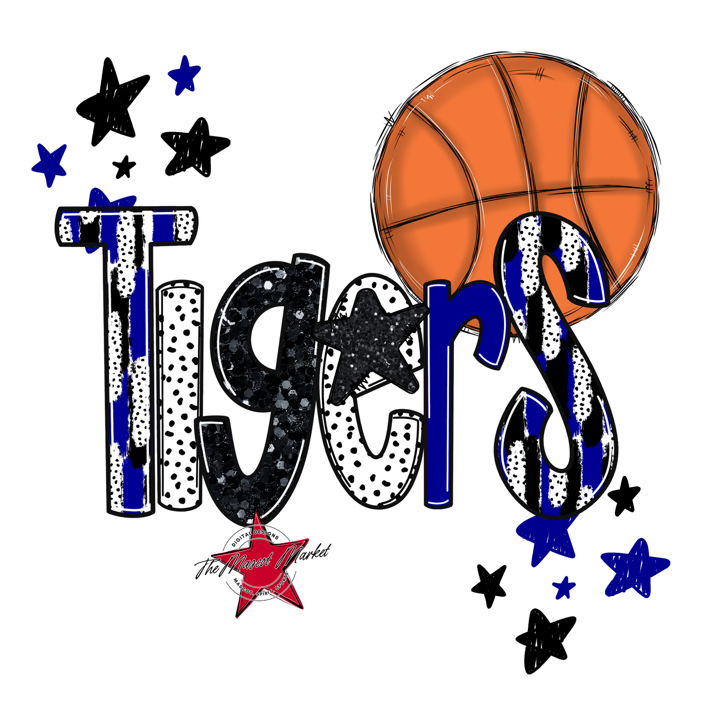 Tigers Basketball Scrape-Blue