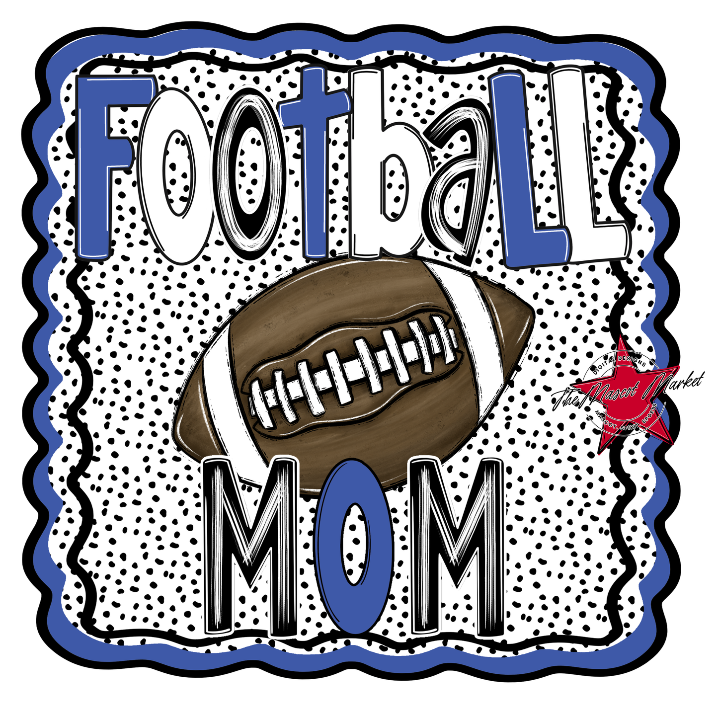 Football Mom Dot Design-Off Blue