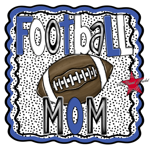 Football Mom Dot Design-Off Blue