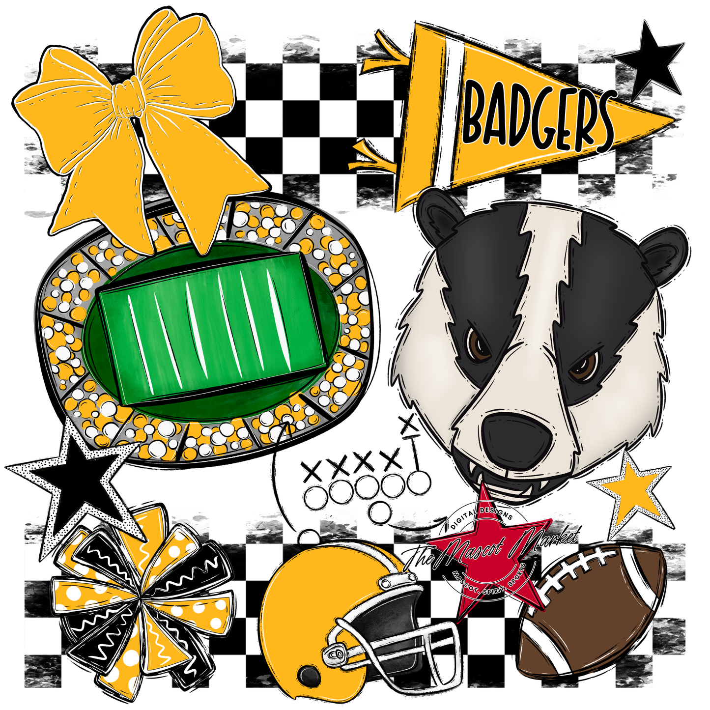 Badgers Mascot Spirit Design-Yellow