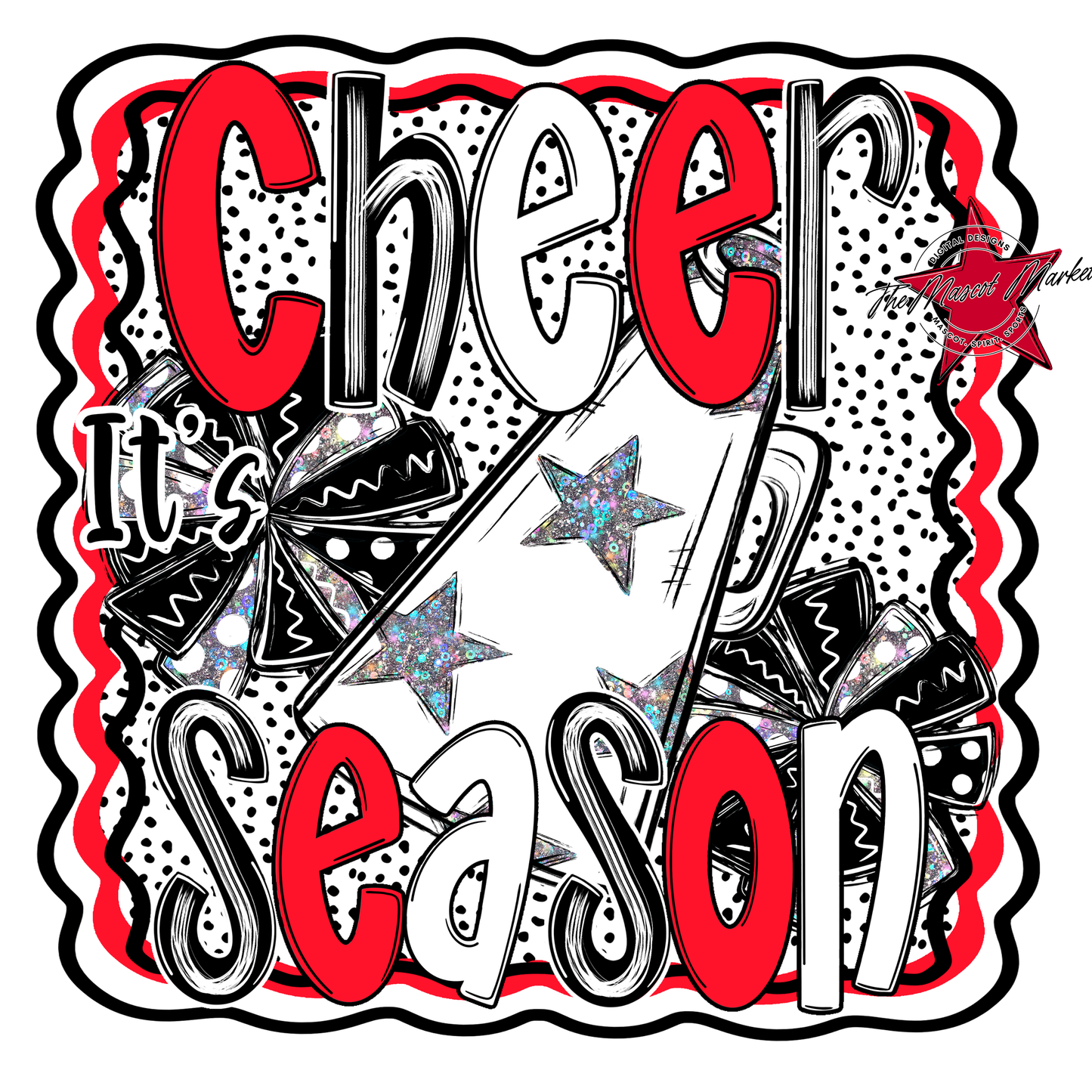 It's Cheer Season Dot Design-Bright Red