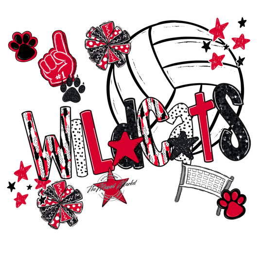 Wildcats Volleyball Scrape-Red