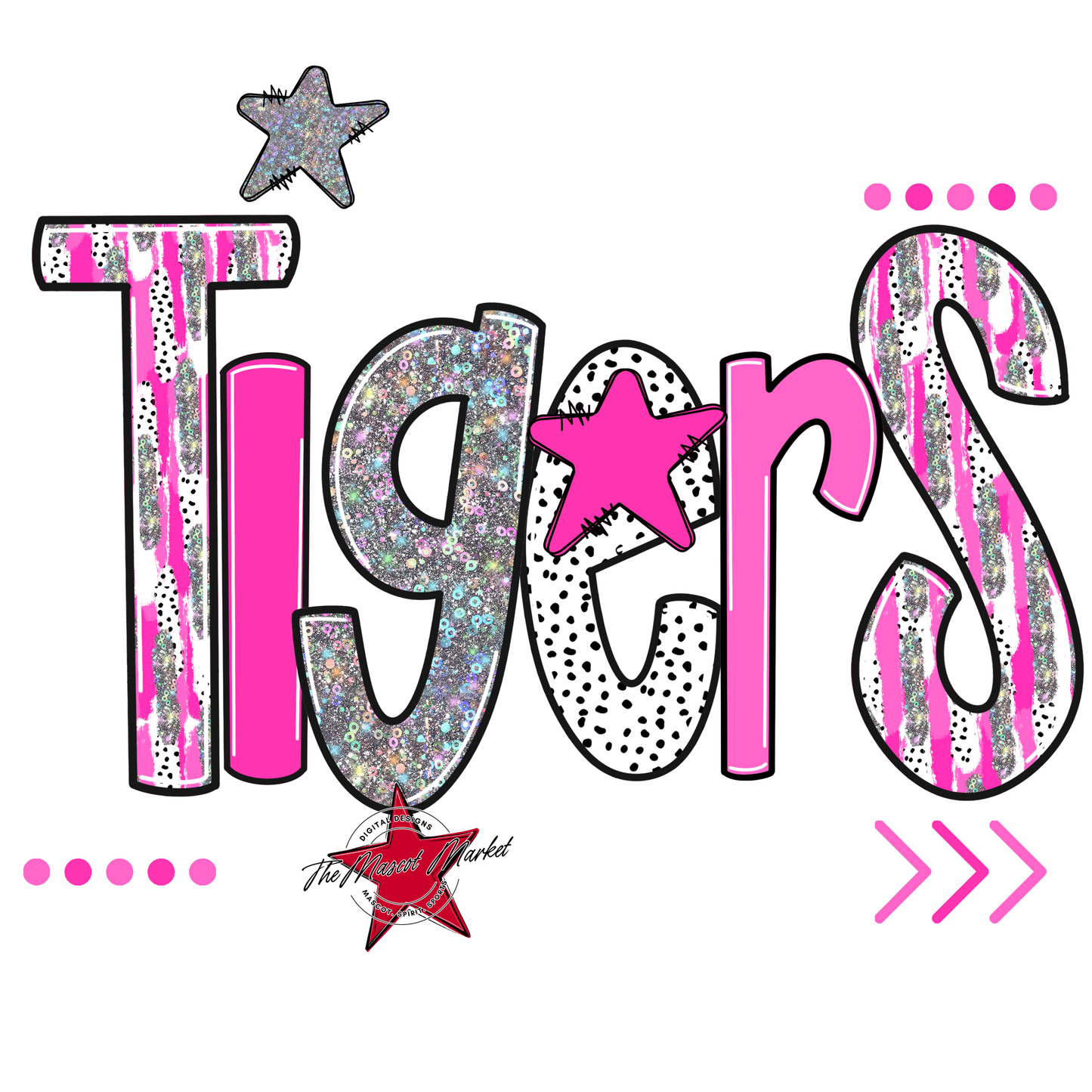 Tigers Brushstroke Alpha w Arrows-Baby Pink