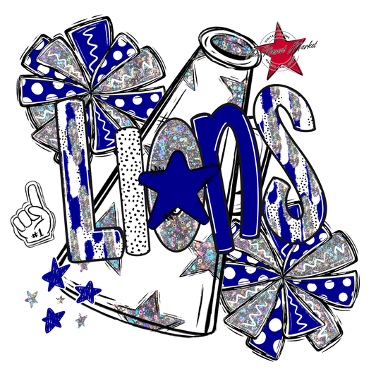 Lions Cheer Megaphone Scrape-Blue