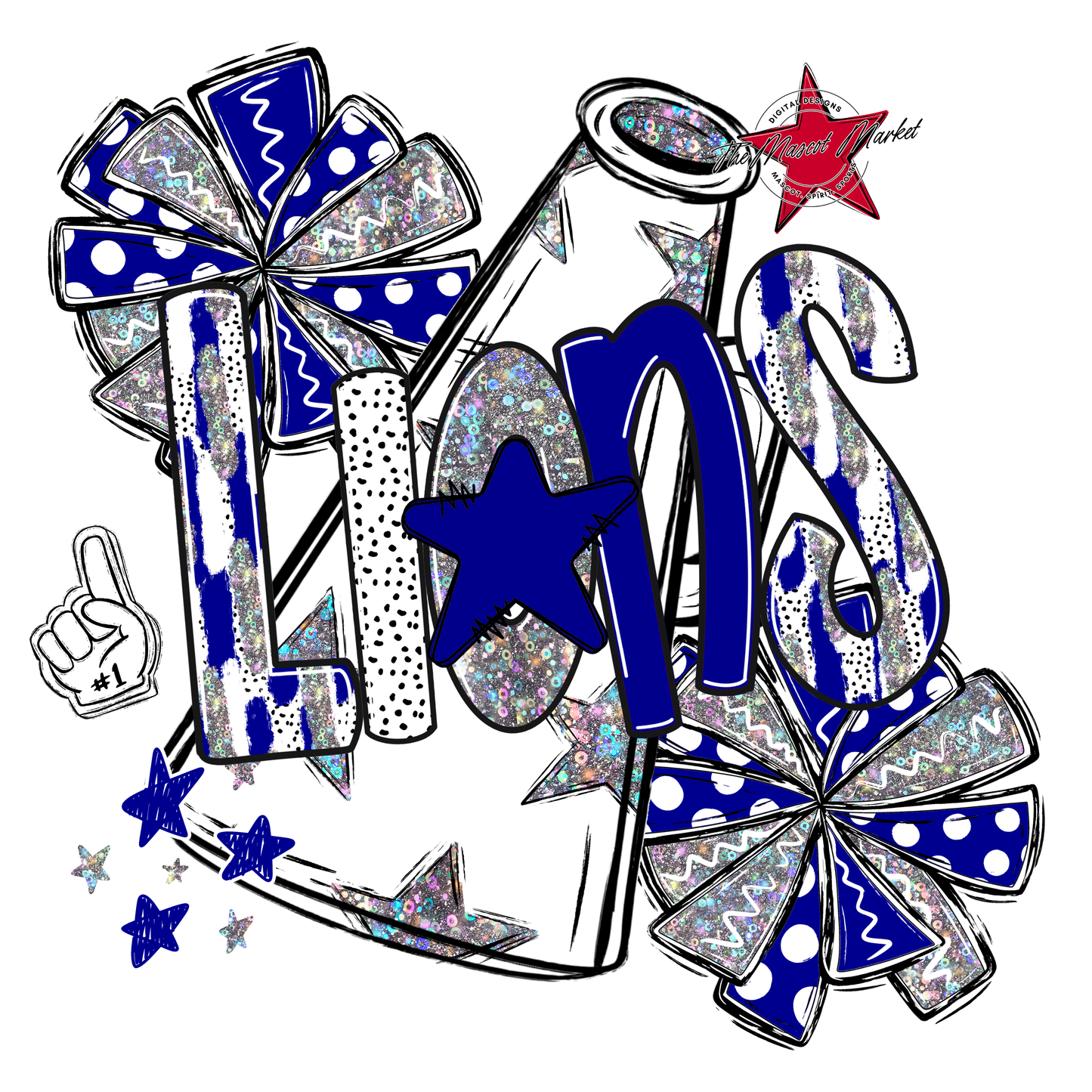 Lions Cheer Megaphone Scrape-Blue