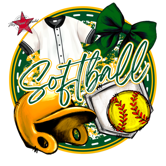 Circle Softball Design-Green-Yellow