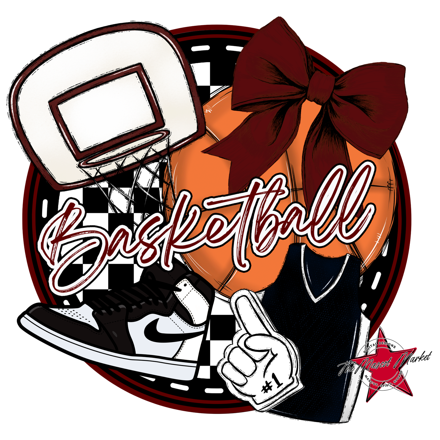 Circle Basketball Design-Maroon