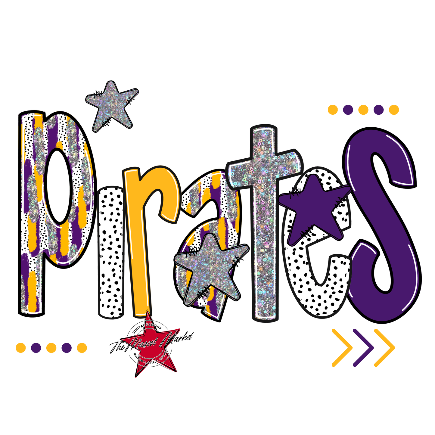 Pirates Brushstroke Alpha w Arrows-Purple-Yellow