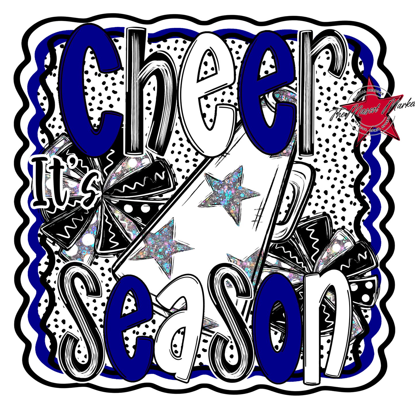 It's Cheer Season Dot Design-Blue