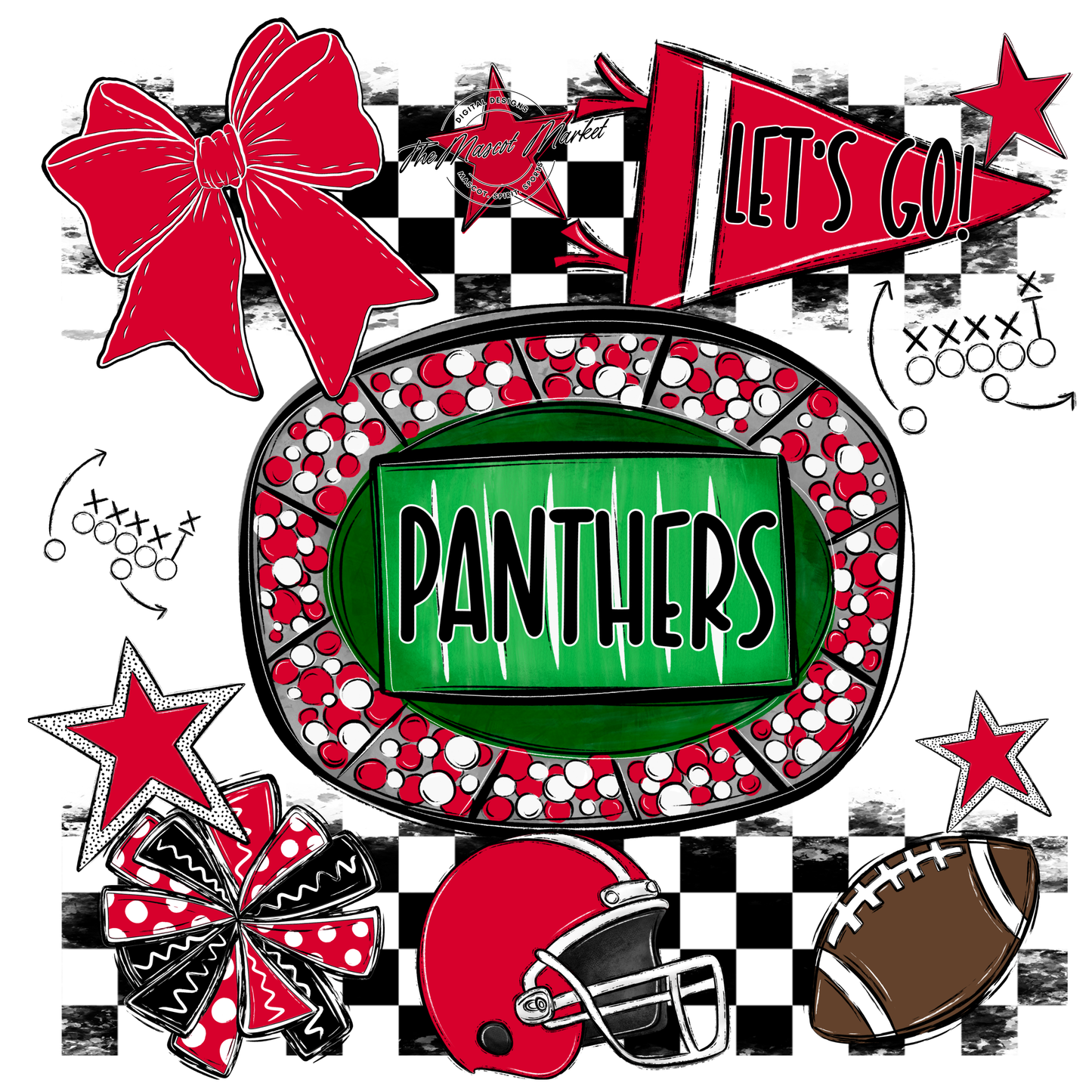 Panthers Checkers Spirit Design-Red