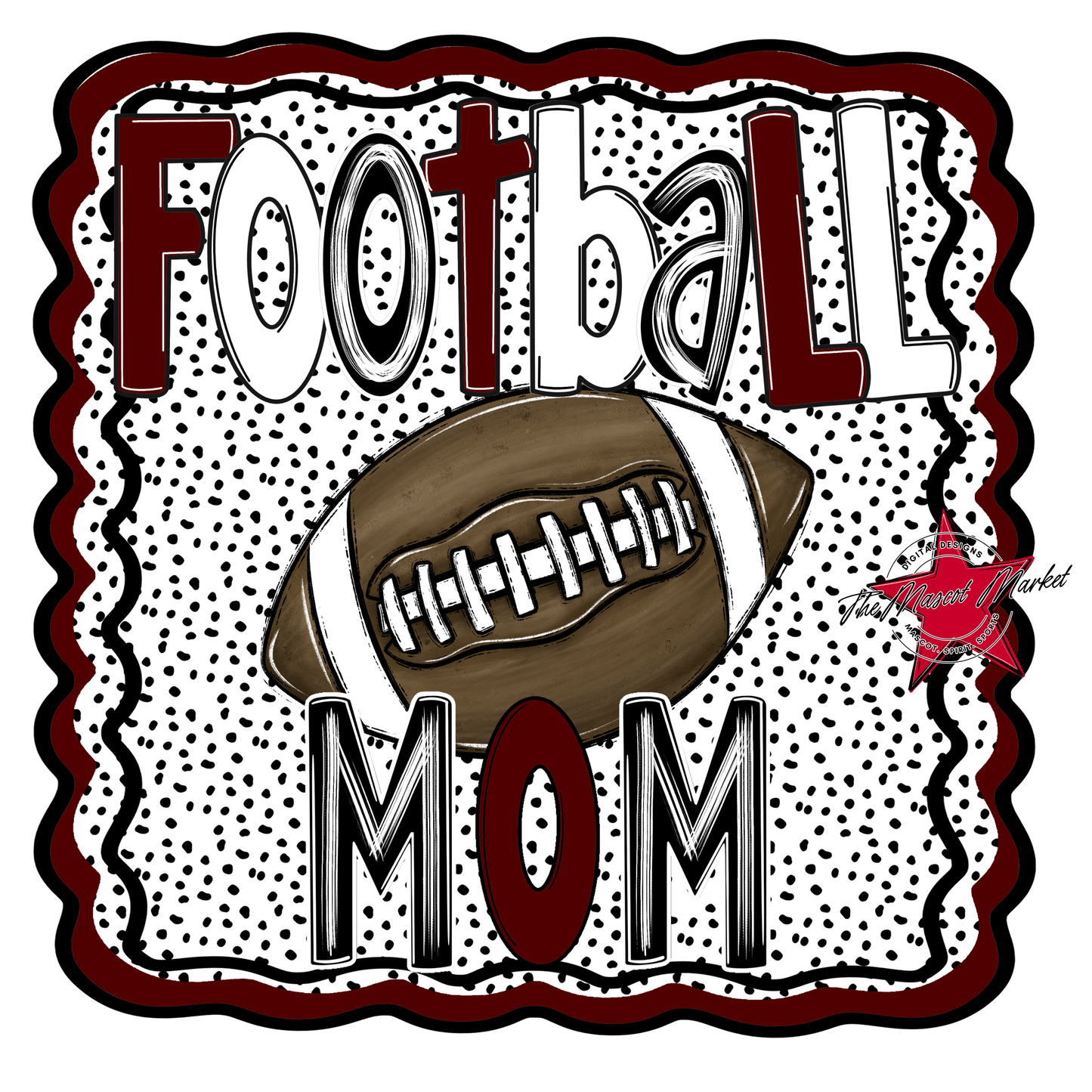 Football Mom Dot Design-Maroon