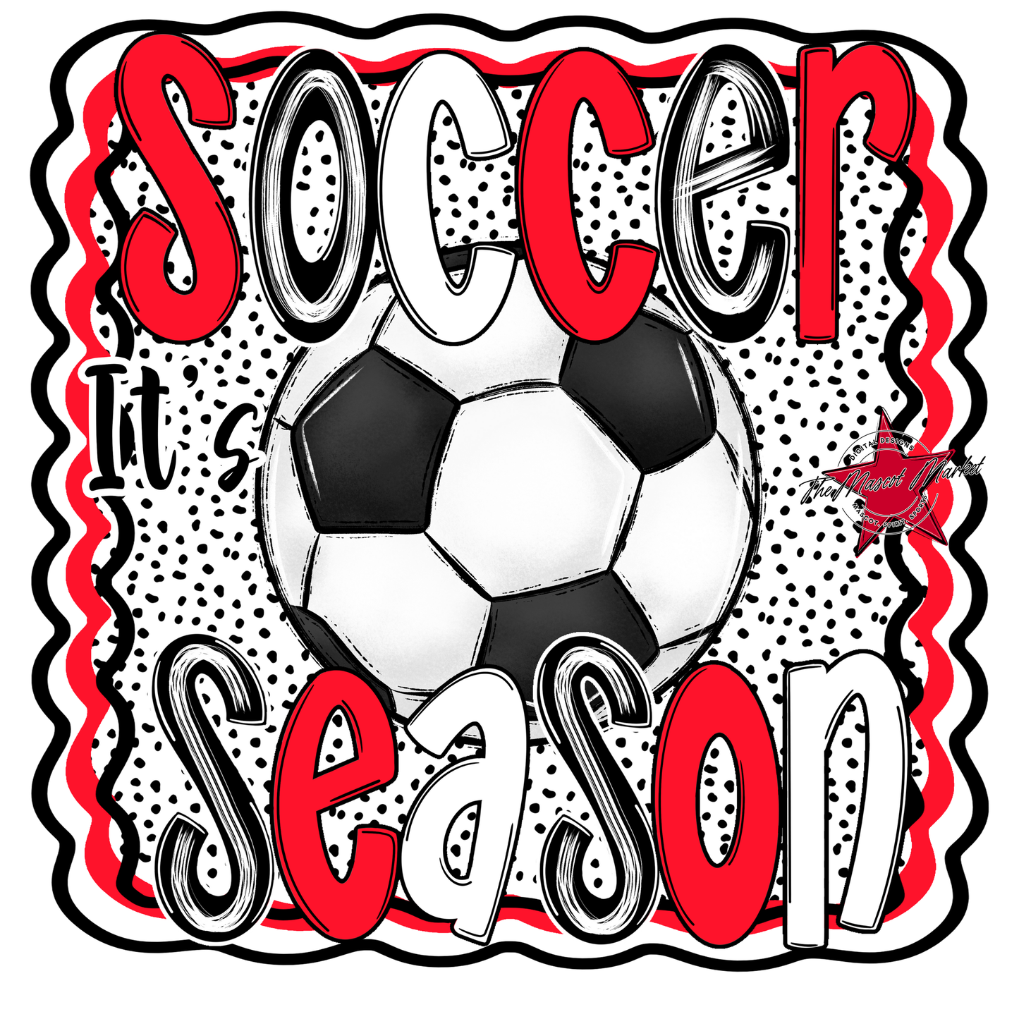 It's Soccer Season Dot Design-Bright Red