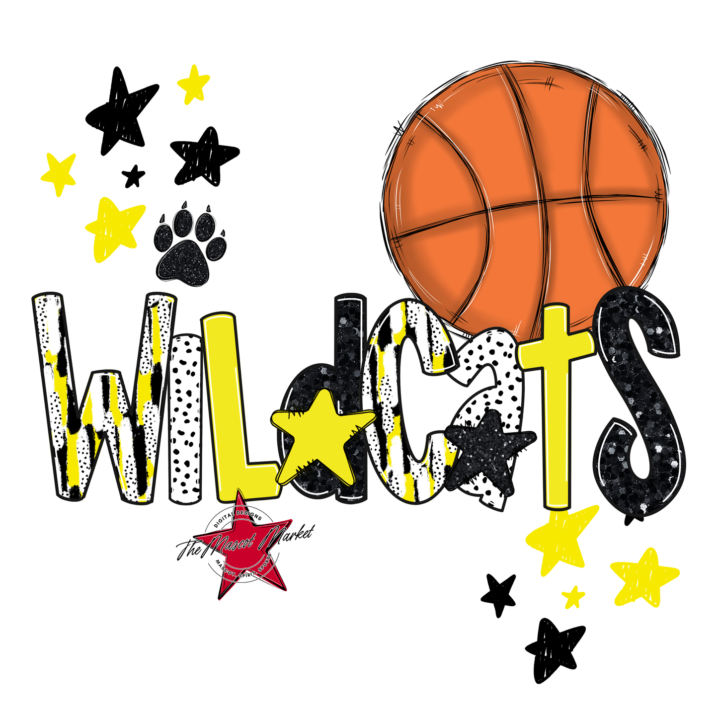 Wildcats Basketball Scrape-Bright Yellow