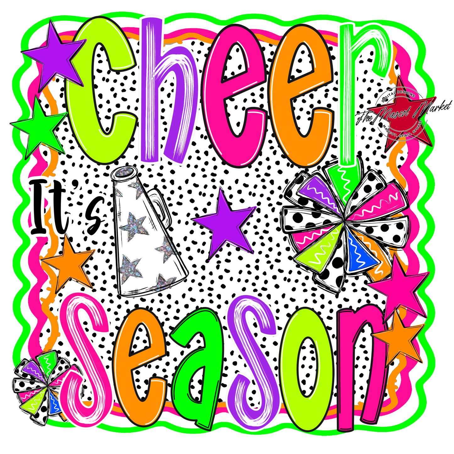 It's Cheer Season Dot Design-Neon