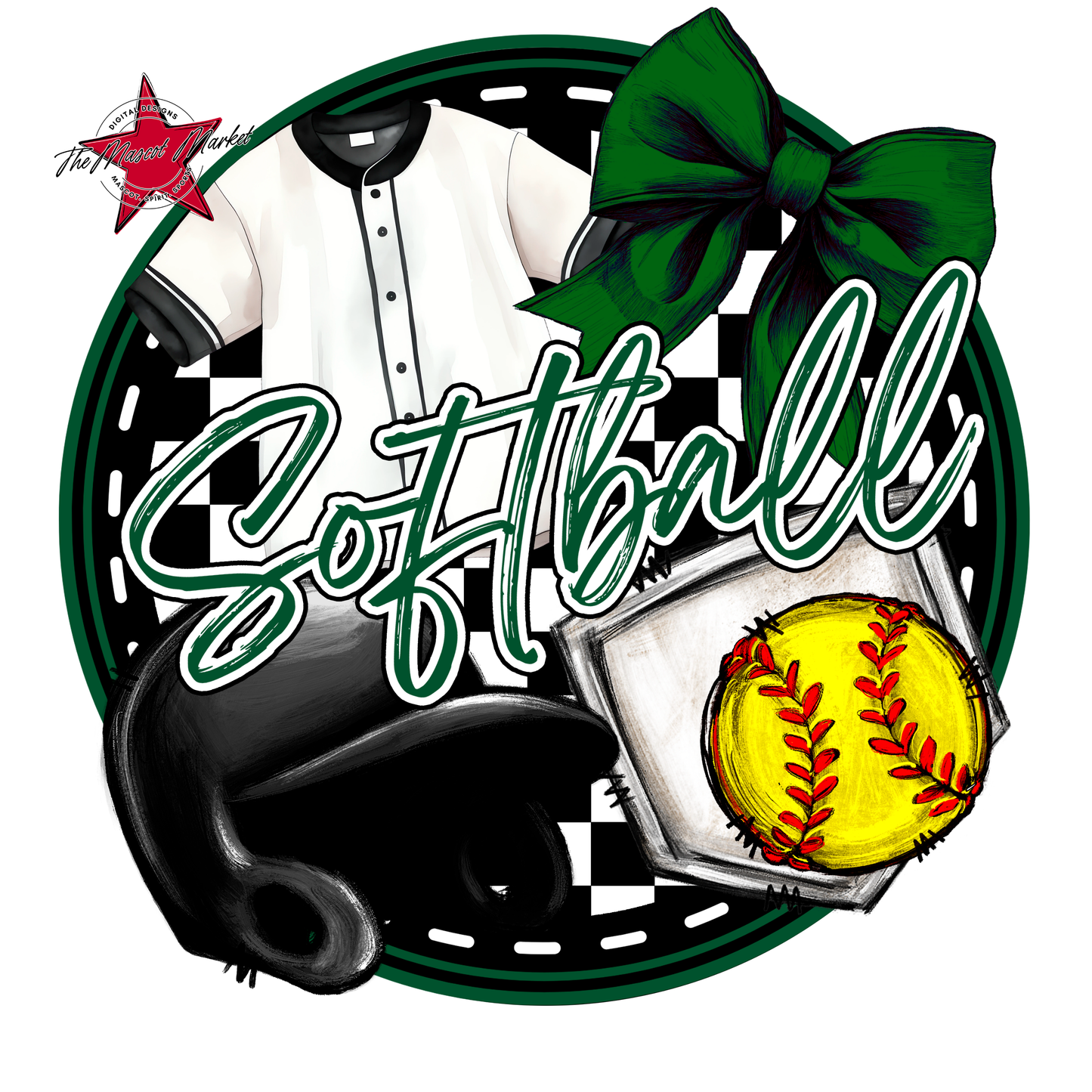 Circle Softball Design-Green