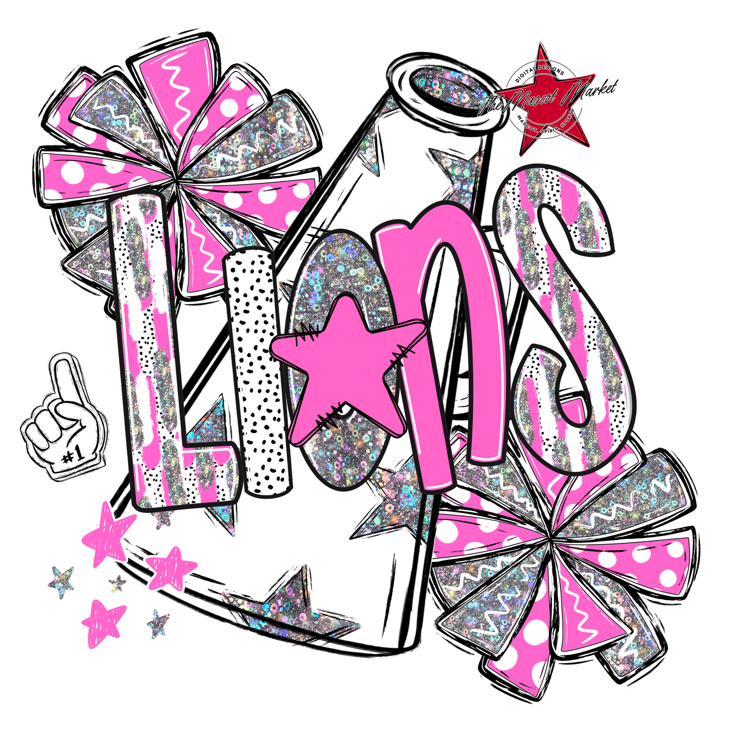 Lions Cheer Megaphone Scrape-Baby Pink