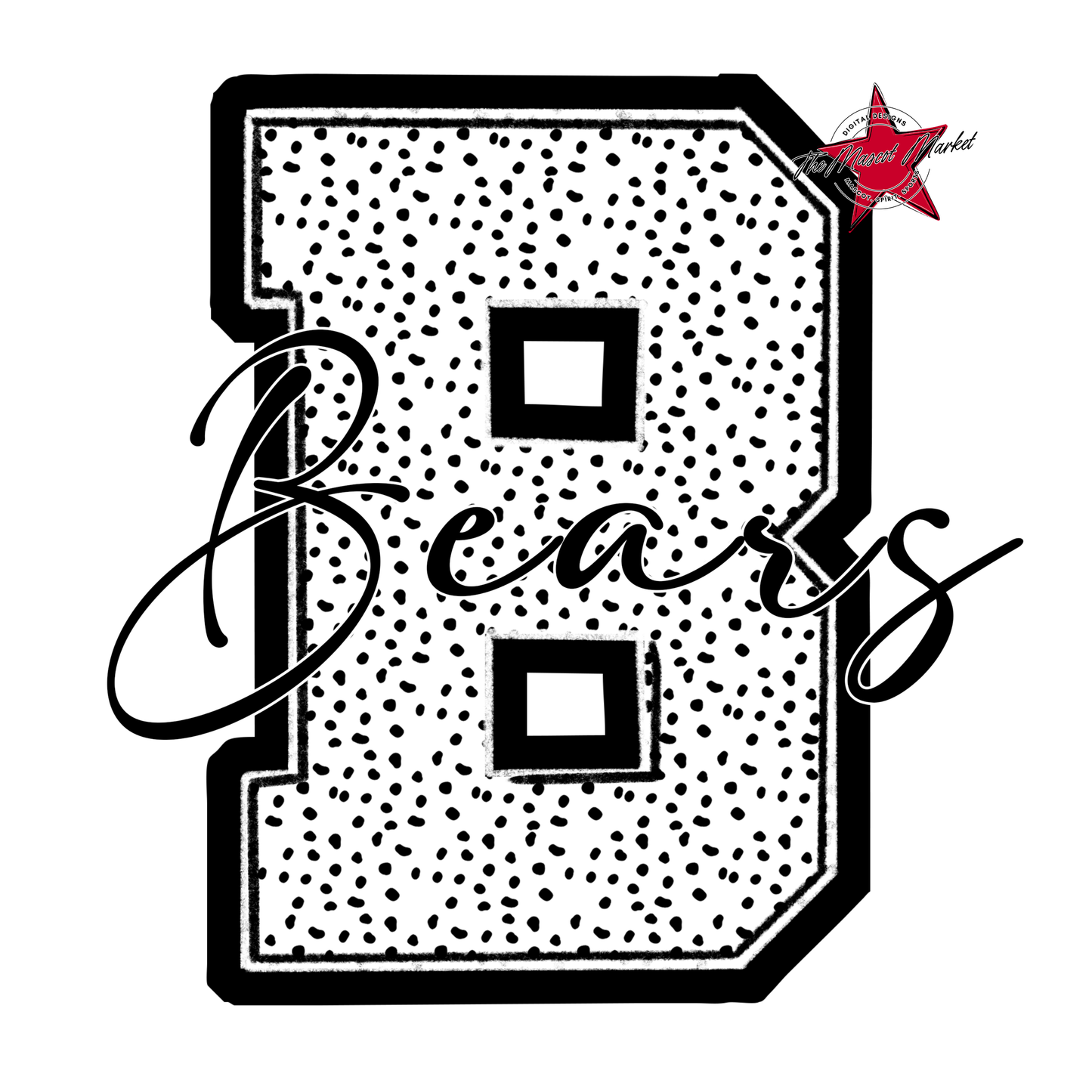 Bears Alpha Dot Design-Black & White