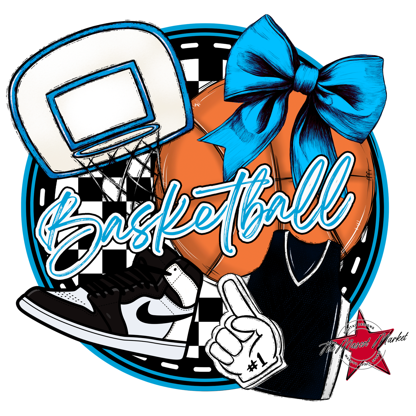 Circle Basketball Design-Carolina Blue