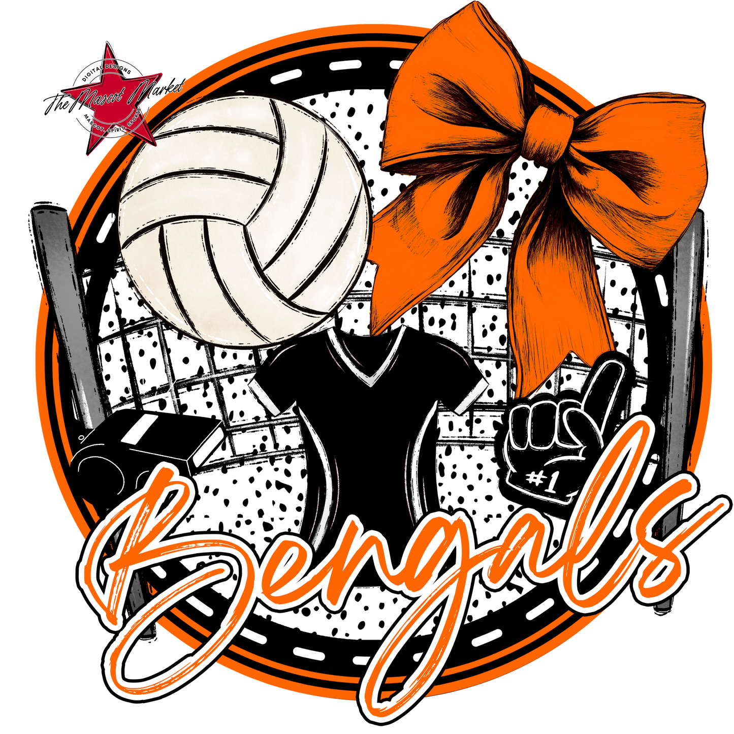 Bengals Circle Volleyball Design-Orange