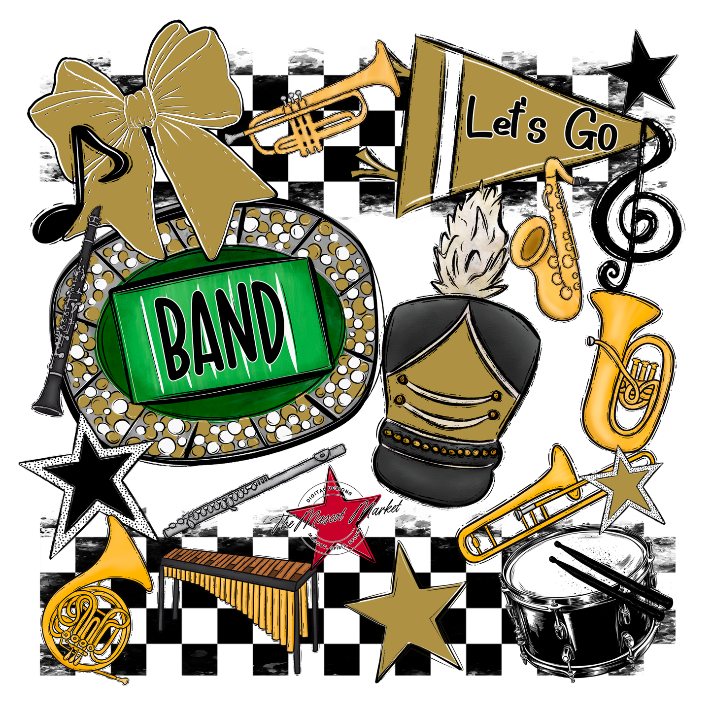 Band Checkers Spirit Design-Gold