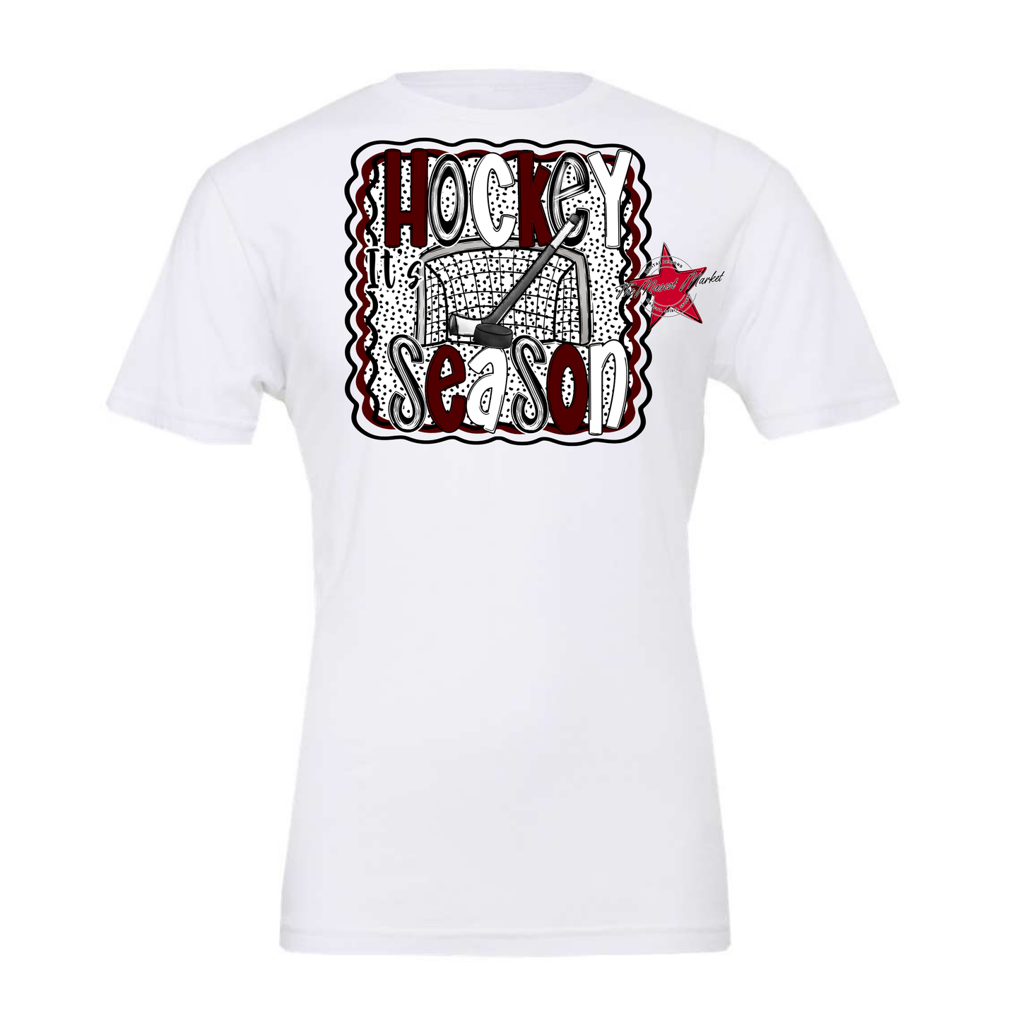 It's Hockey Season Dot Design-Maroon