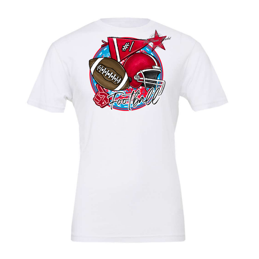 Football Circle Design-Carolina Blue-Red