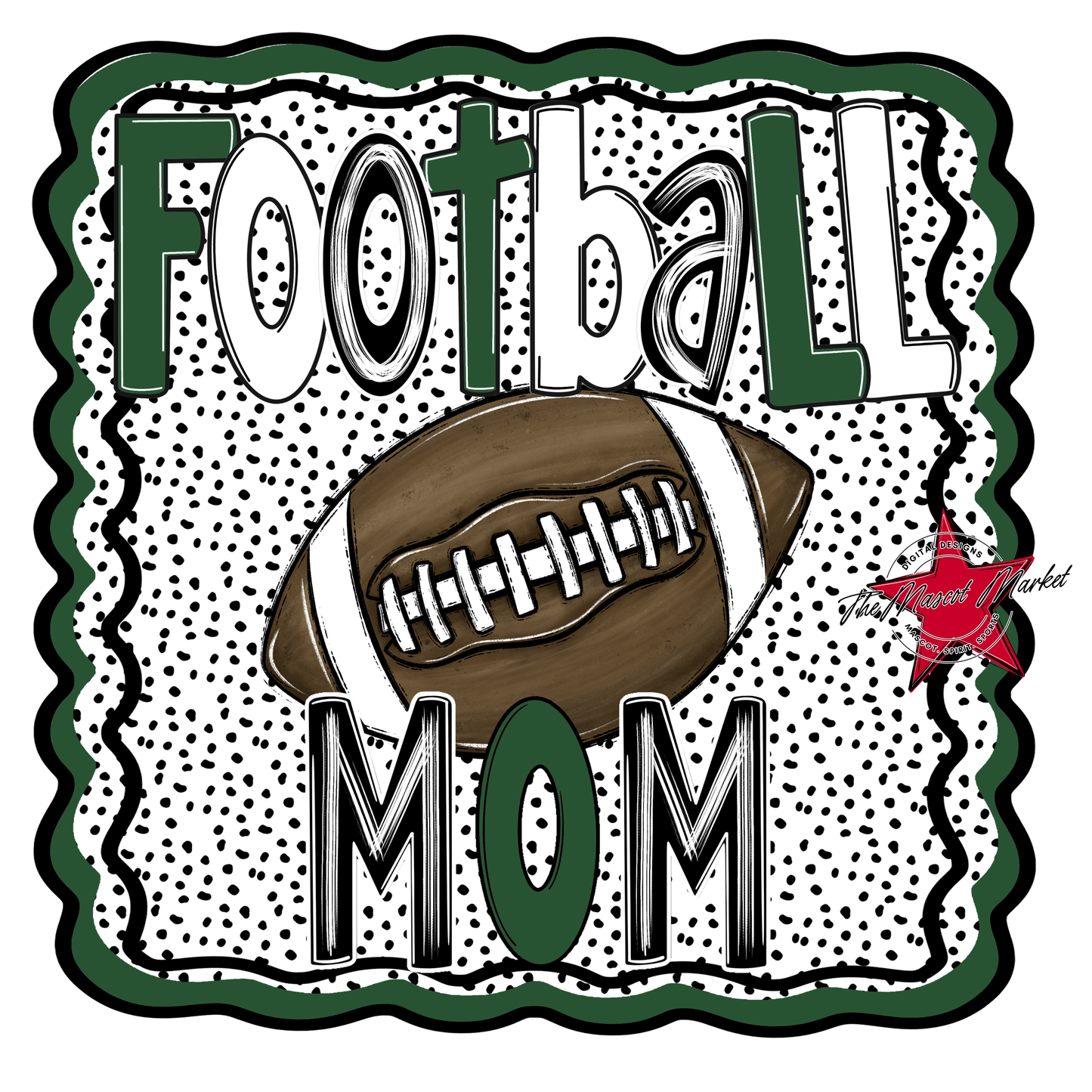 Football Mom Dot Design-Green