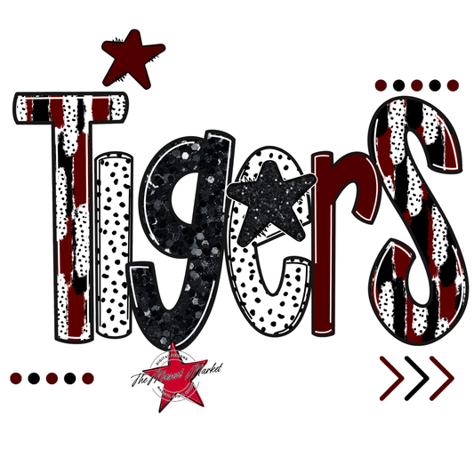 Tigers Brushstroke Alpha w Arrows-Maroon