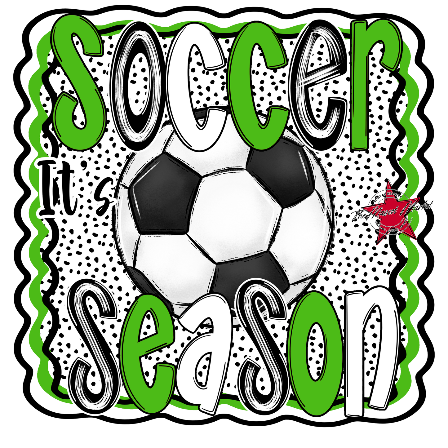 It's Soccer Season Dot Design-Bright Green