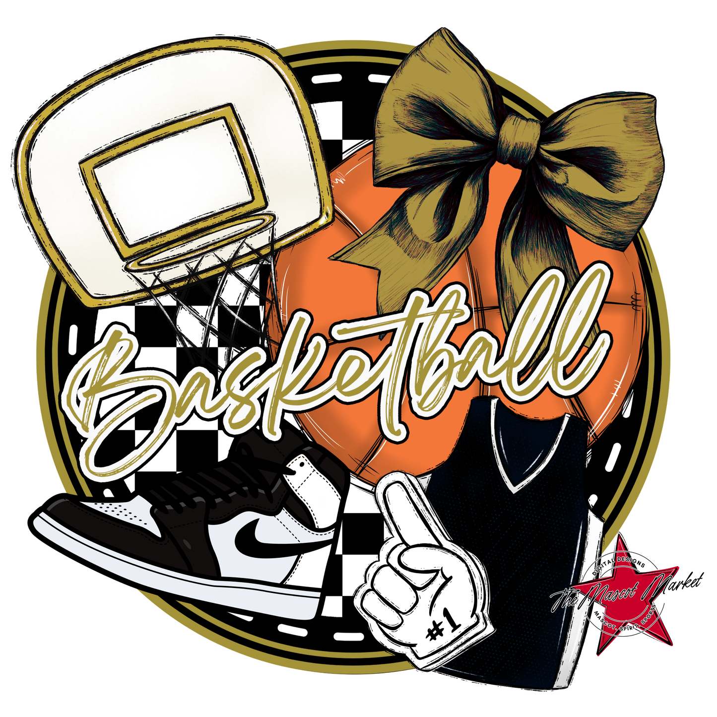 Circle Basketball Design-Gold