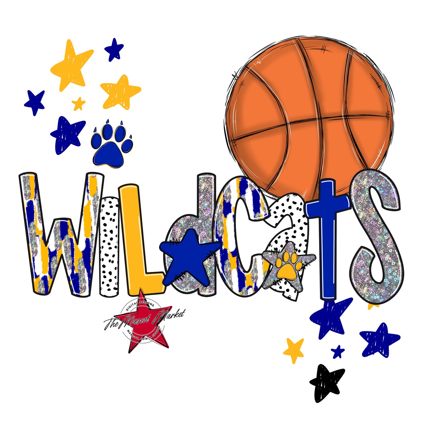 Wildcats Basketball Scrape-Blue-Yellow