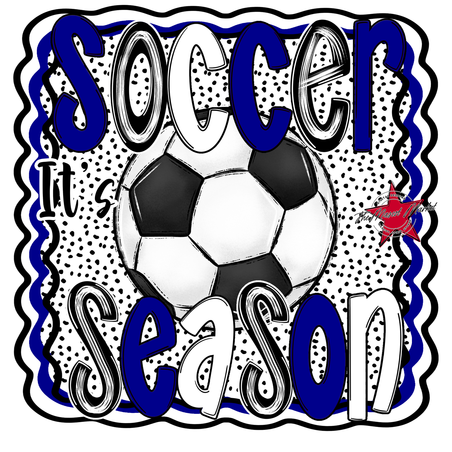 It's Soccer Season Dot Design-Blue