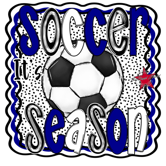It's Soccer Season Dot Design-Blue