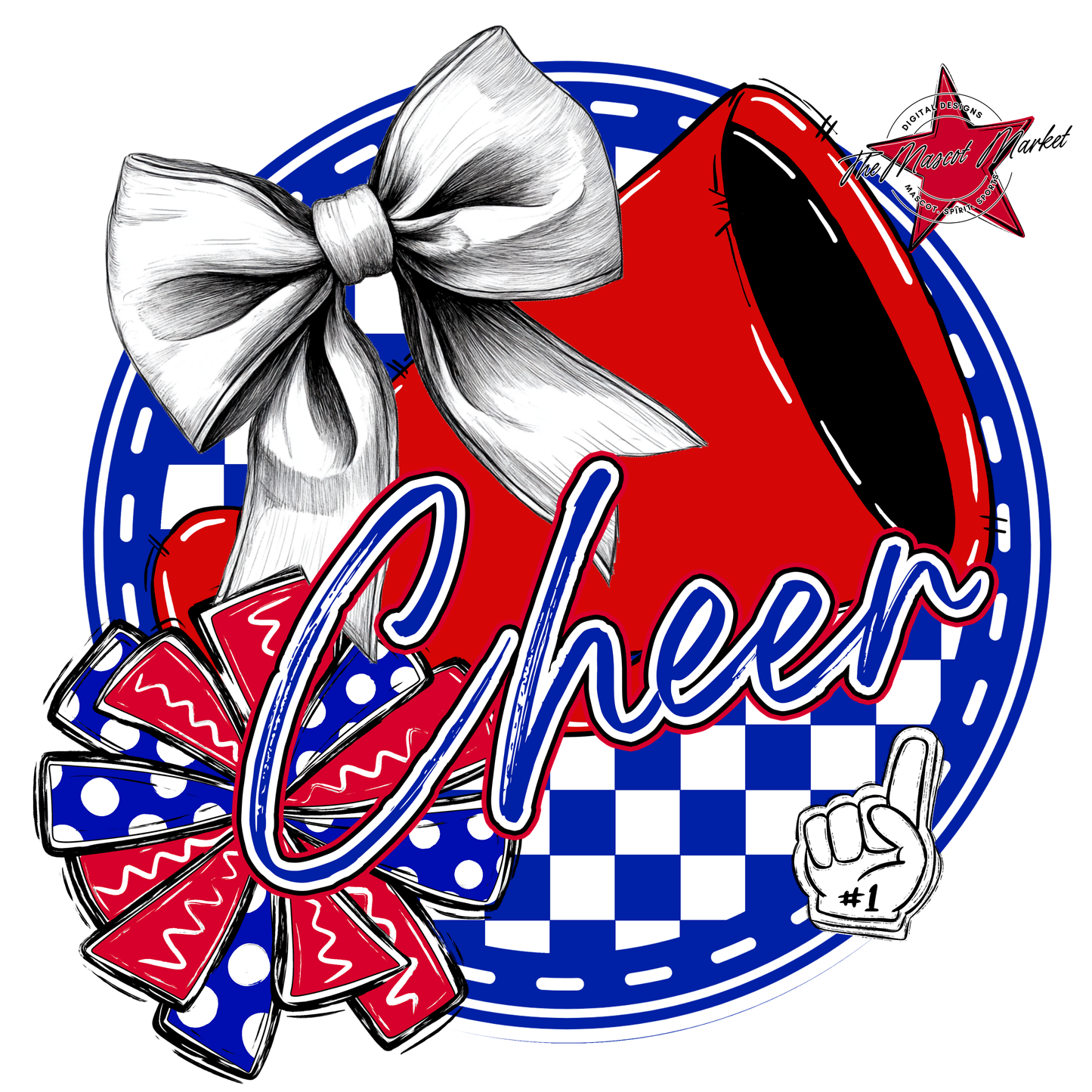 Cheer Circle Design-Royal Blue-Red