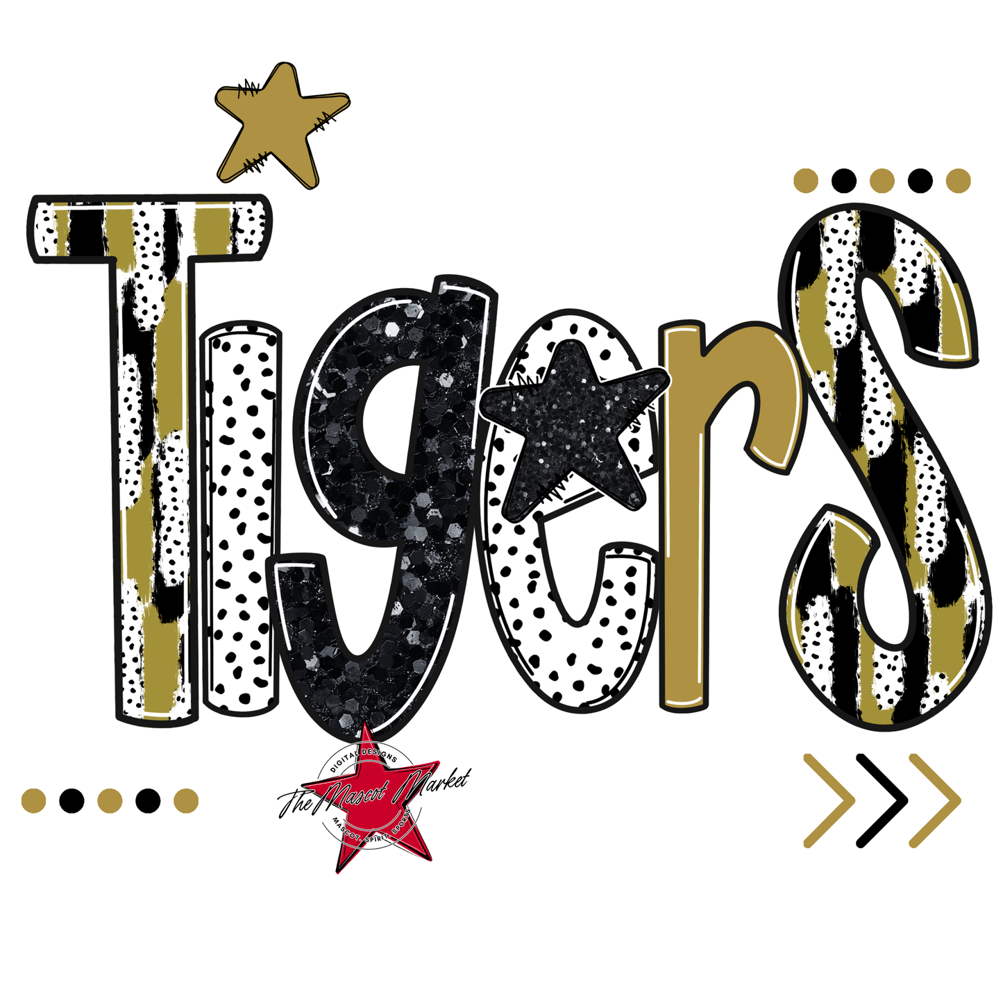 Tigers Brushstroke Alpha w Arrows-Gold