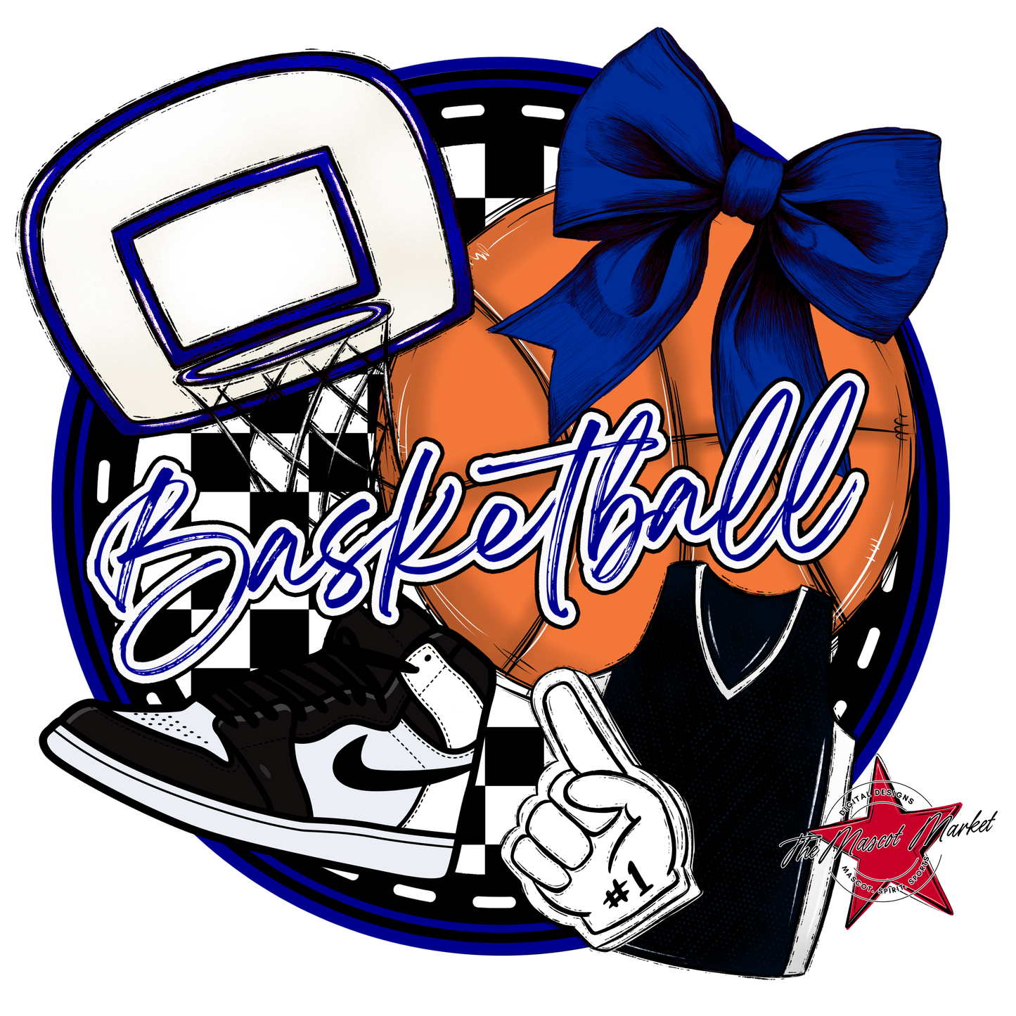 Circle Basketball Design-Blue