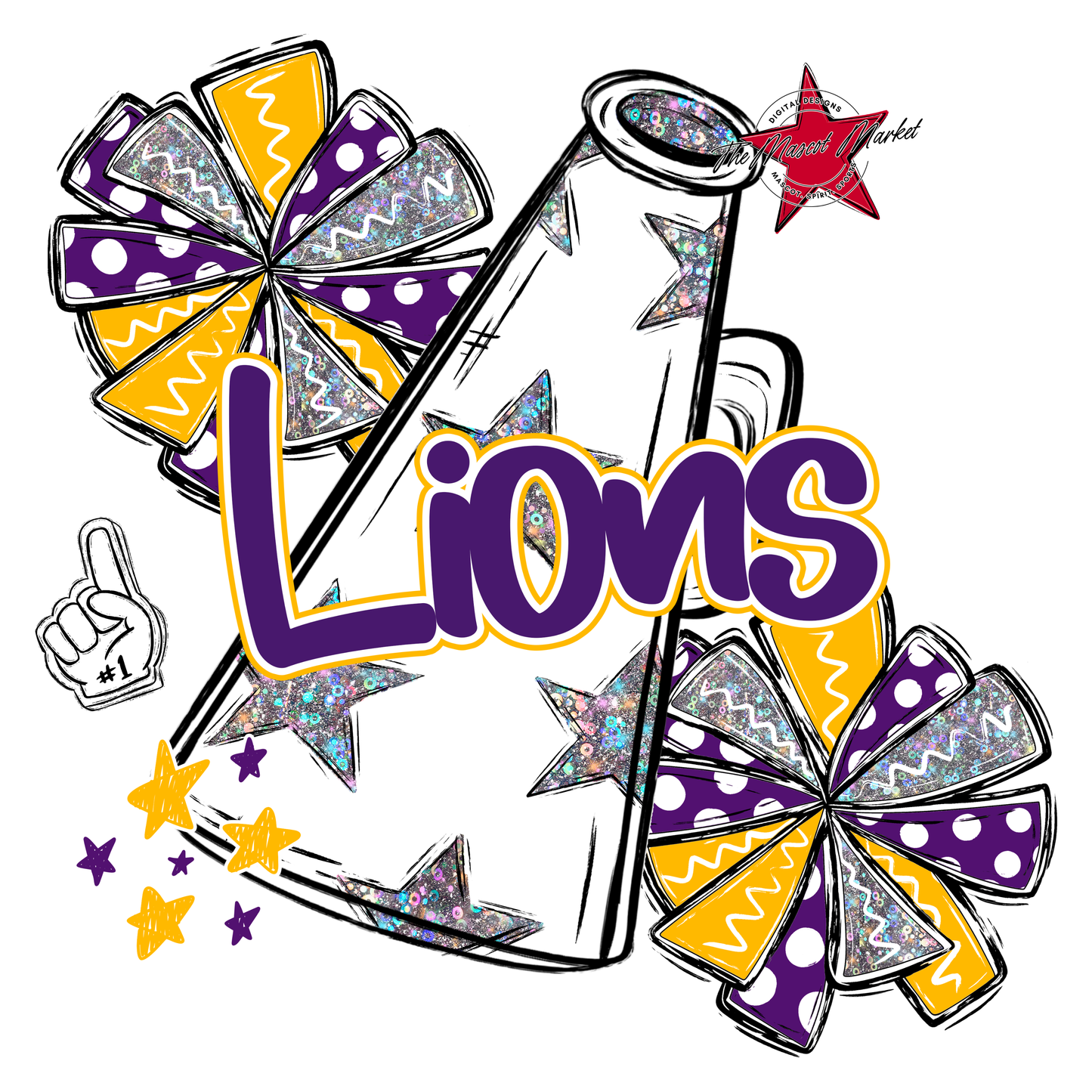 Lions Alpha Megaphone Design-Purple-Yellow