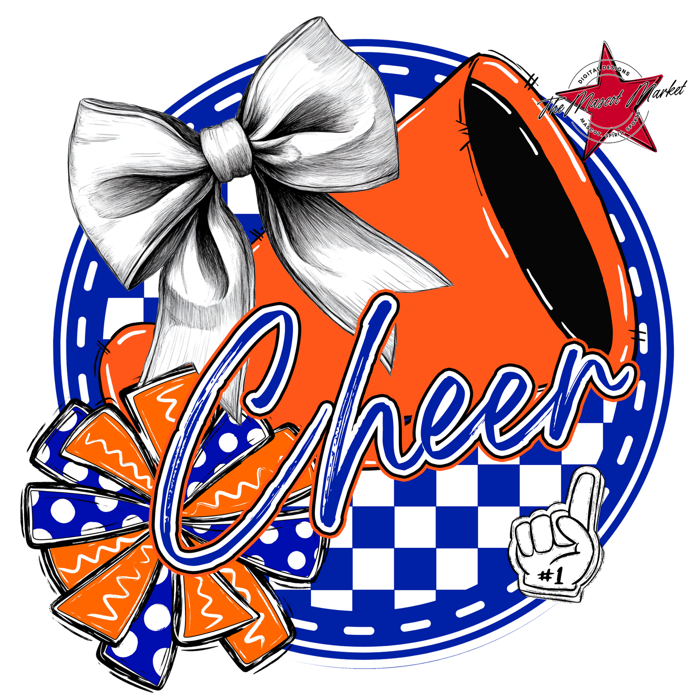 Cheer Circle Design-Royal Blue-Orange