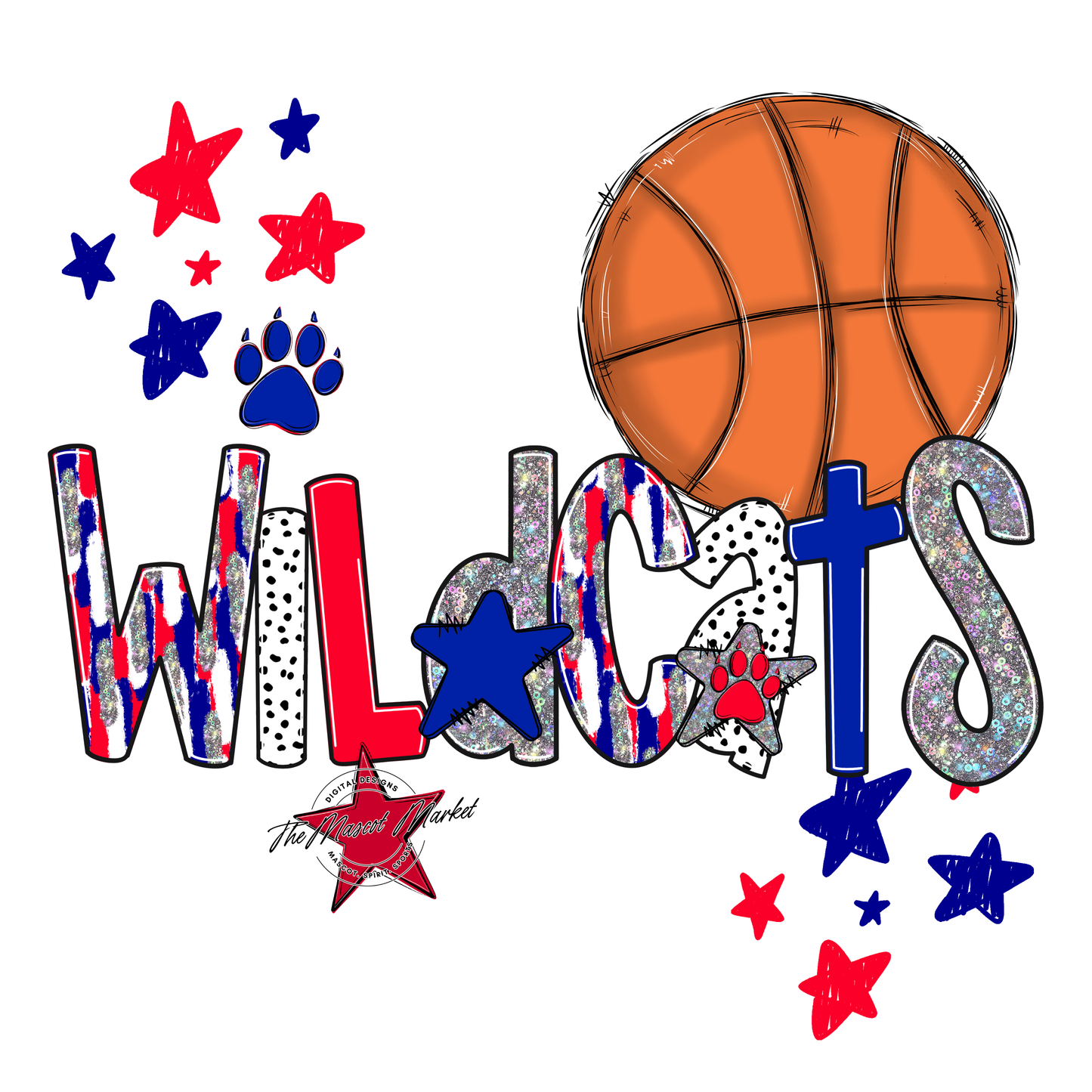Wildcats Basketball Scrape-Blue-Red
