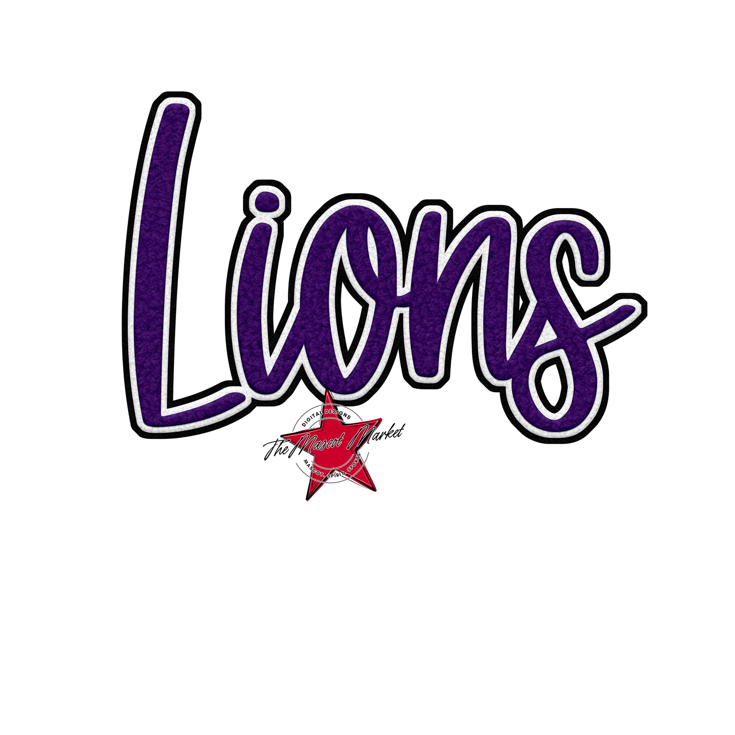 Lions Faux Chenille Patch-Purple