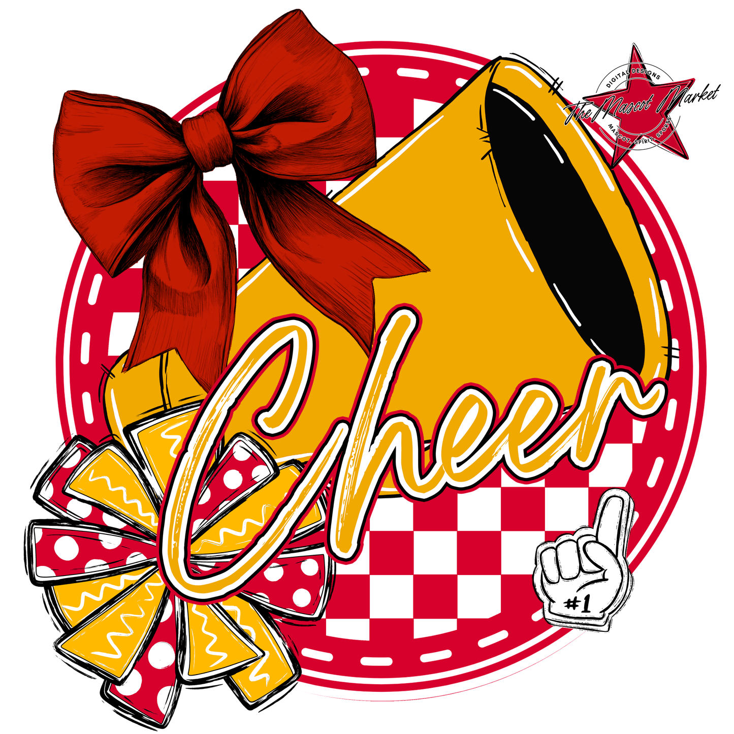Cheer Circle Design-Red-Yellow