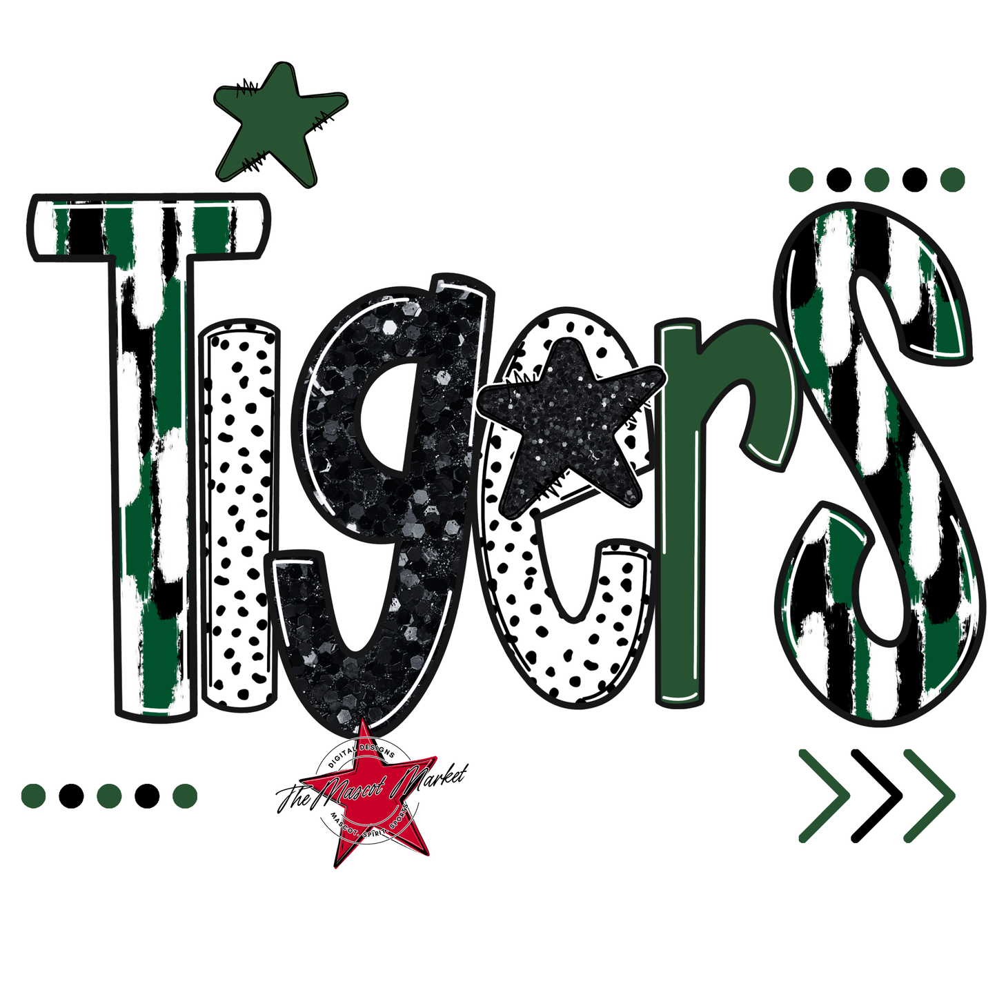 Tigers Brushstroke Alpha w Arrows-Green