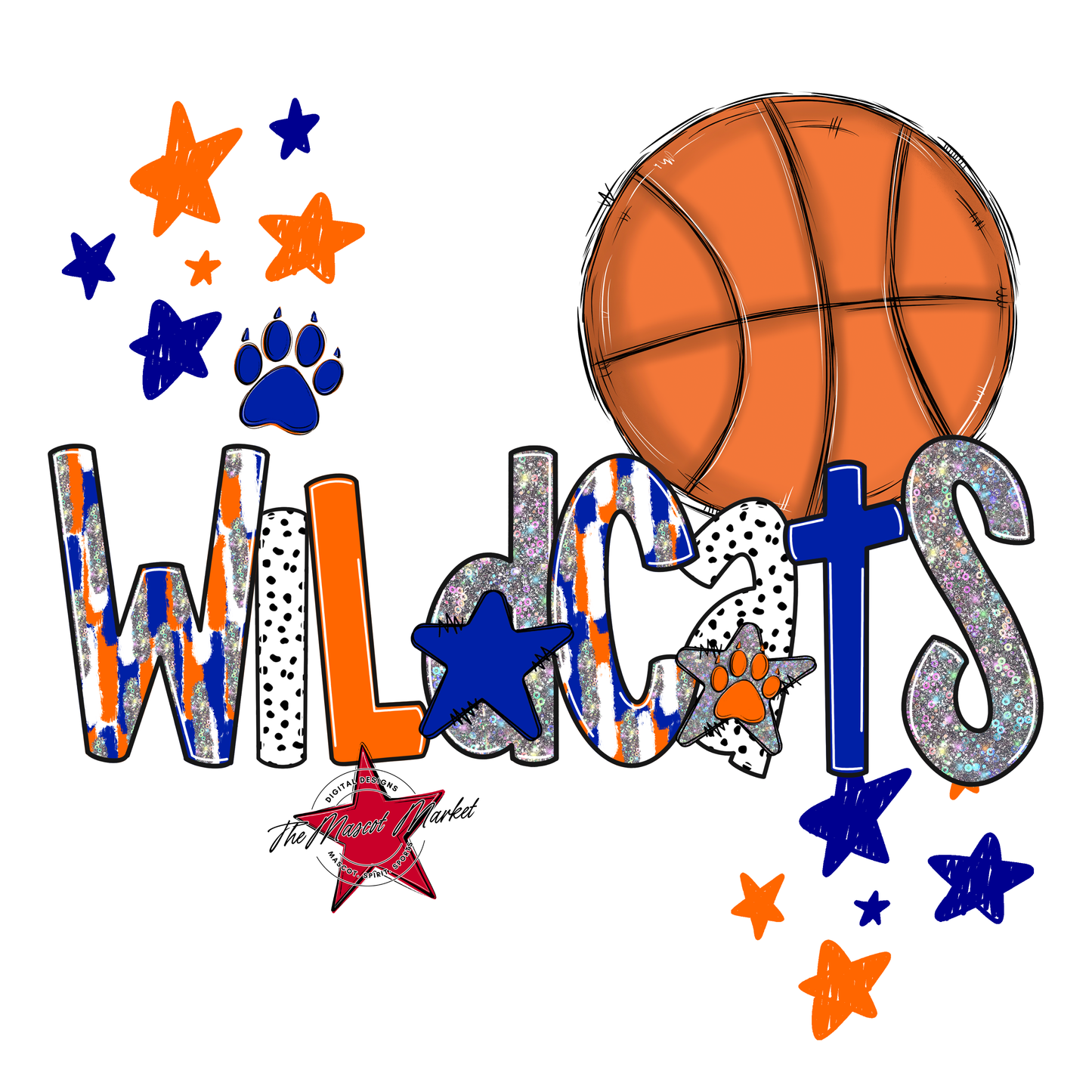 Wildcats Basketball Scrape-Blue-Orange