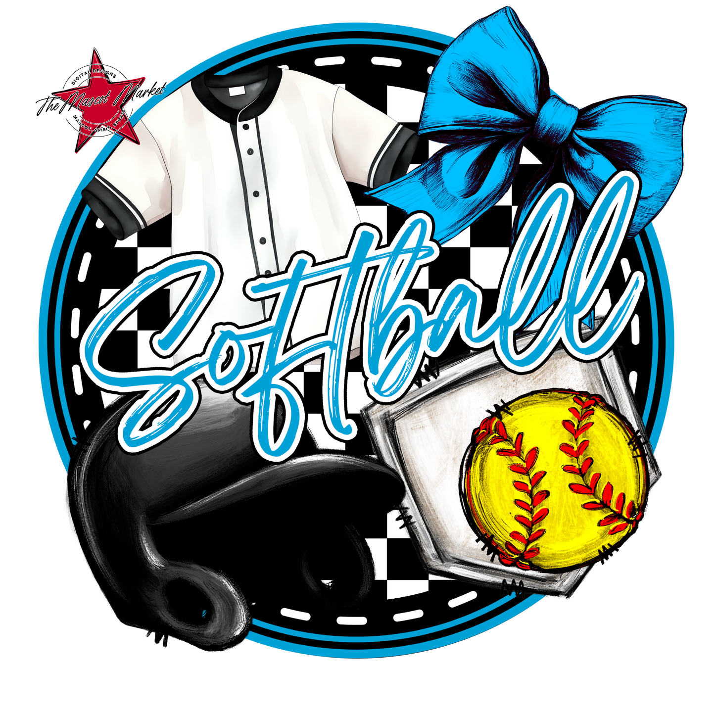 Circle Softball Design-Carolina Blue