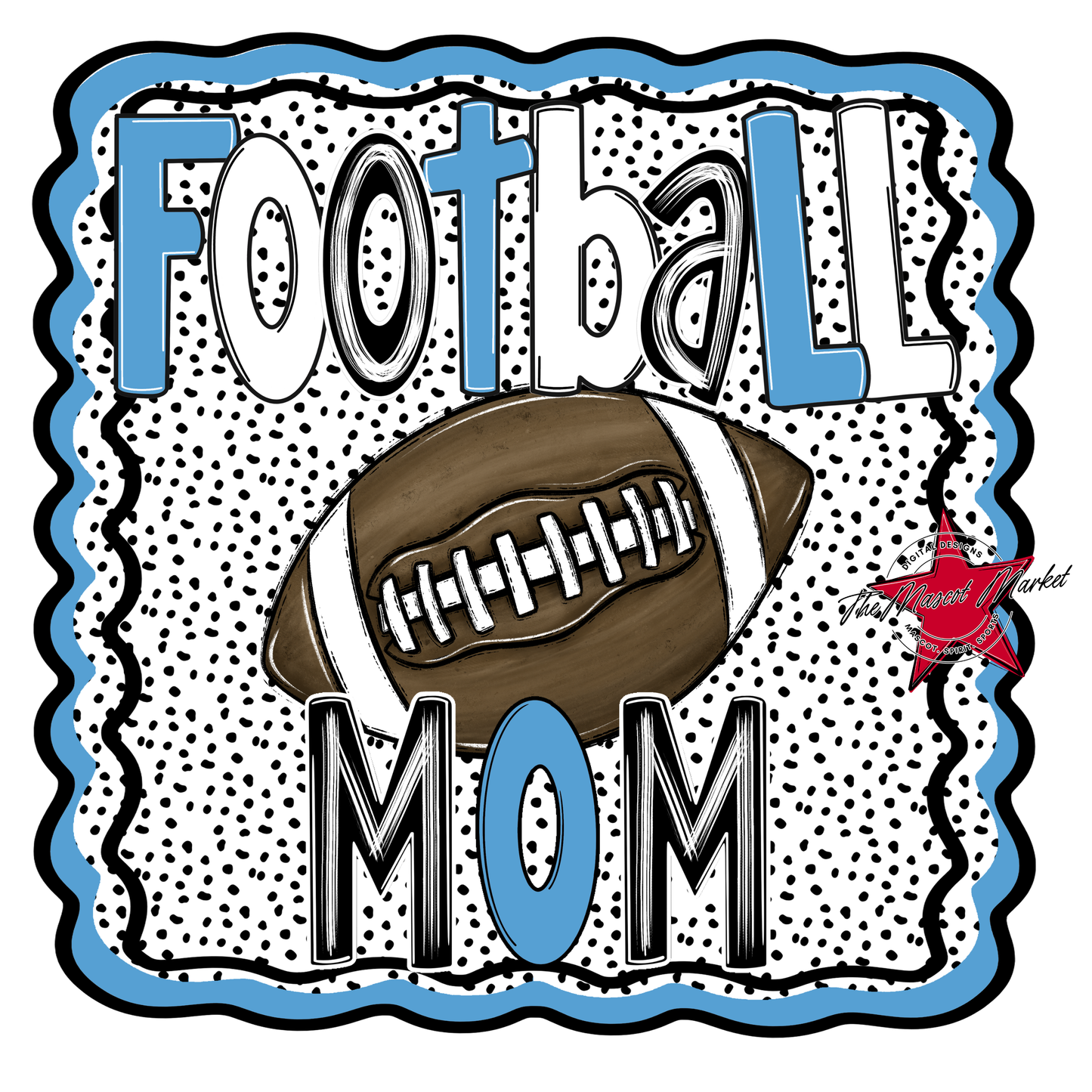 Football Mom Dot Design-Carolina Blue