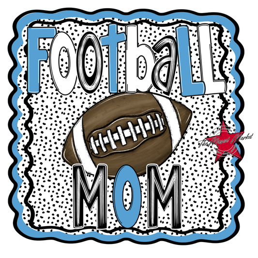 Football Mom Dot Design-Carolina Blue