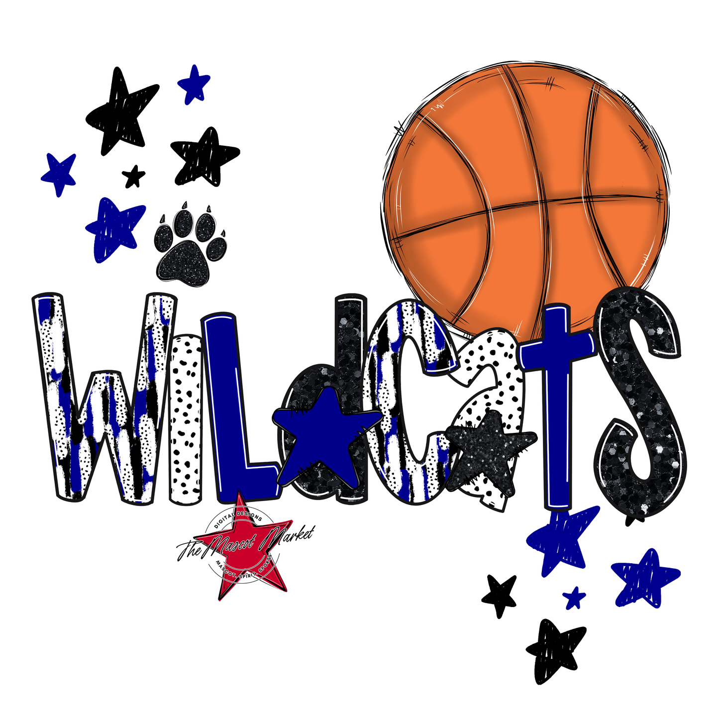 Wildcats Basketball Scrape-Blue