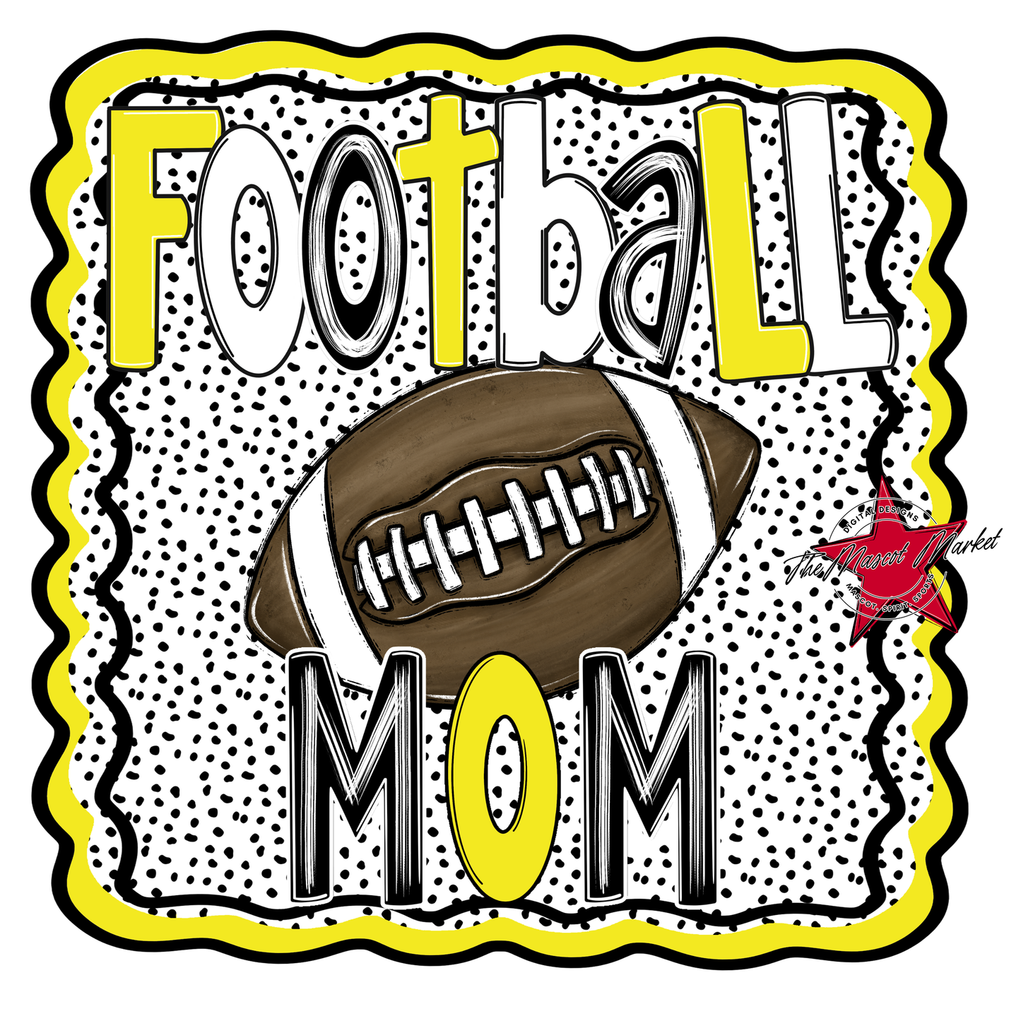Football Mom Dot Design-Bright Yellow